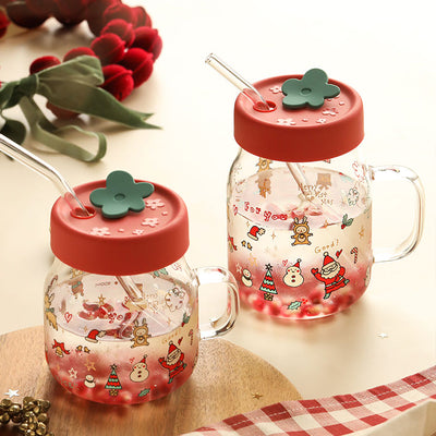 Christmas Hand Painted Glass Straw Cup - HGHOM
