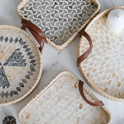 Creative handmade white rattan woven bread basket snack tray woven basket - HGHOM