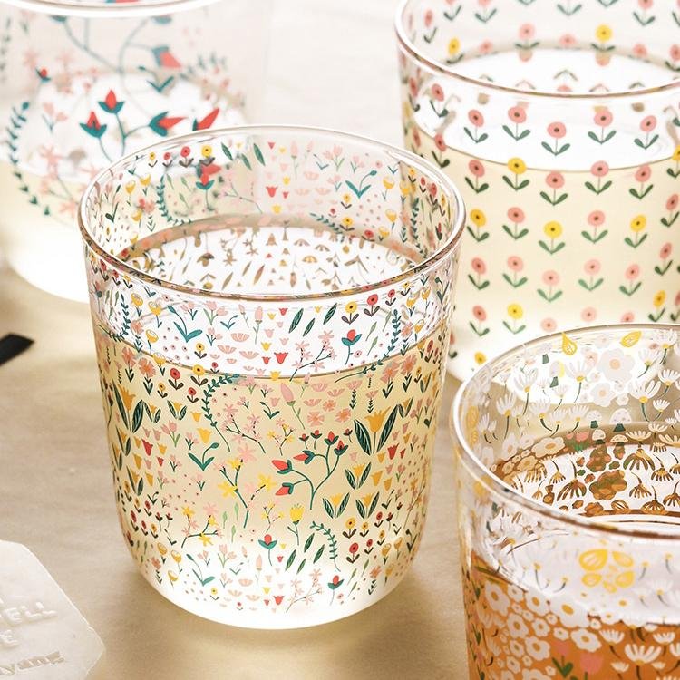 Glass Suit Setcups, Glass Cup Flowers, Glass Coffee Mugs