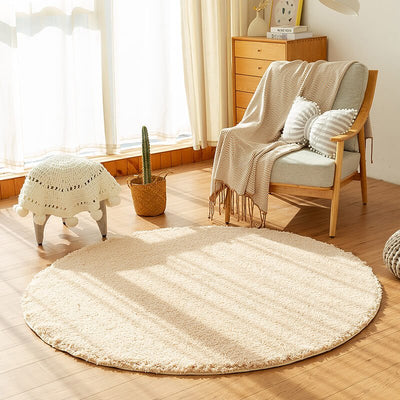 Round Solid Color Thickened Rug - HGHOM