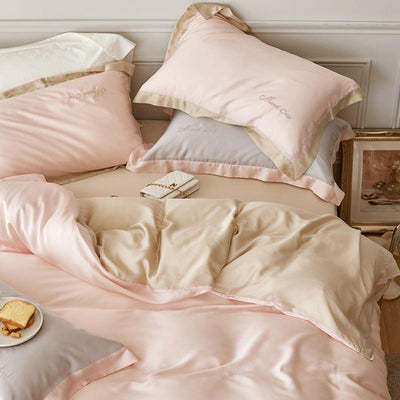 TENCEL BEDDING SET WITH CONTRASTING PIPING - HGHOM