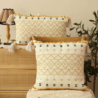 Throw Pillow With Tassels Cover - HGHOM
