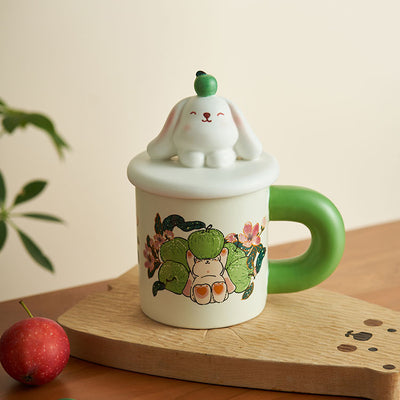 Creative Bunny Lid Ceramic Mug - HGHOM