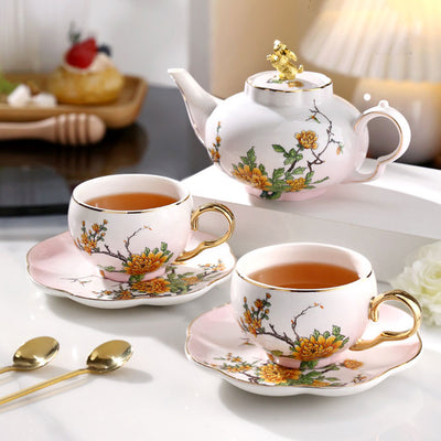 Gradient Peony Flower Afternoon Tea Set - HGHOM