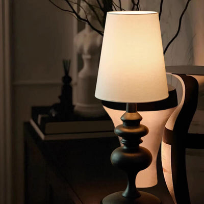 Guard Solid Wood Retro Table Lamp showcased on a wooden table