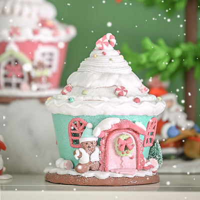 PVC Candy Gingerbread Shaped Christmas Snow House - HGHOM