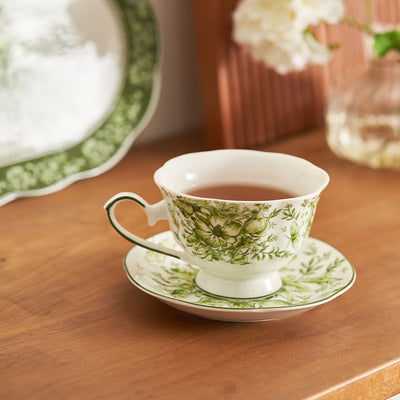 Retro Floral Coffee Cup and Saucer - HGHOM