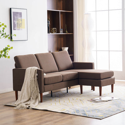 3-SEATER BROWN FABRIC SOFAPEDAL - HGHOM