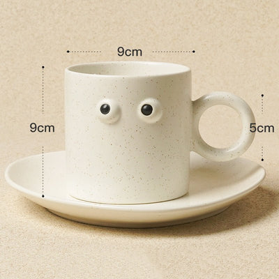 Big Eyes Ceramic Cup and Saucer - HGHOM