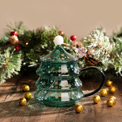Christmas Glass Cup Gift Set - Green - HGHOM