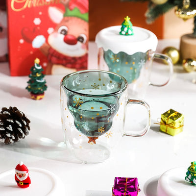 Christmas Tree Double Glass Cup - HGHOM