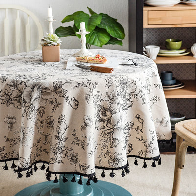 Cotton Linen Tassel Tablecloth - HGHOM