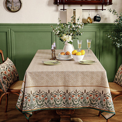 Cotton Linen Waterproof Floral Print Tablecloth - HGHOM