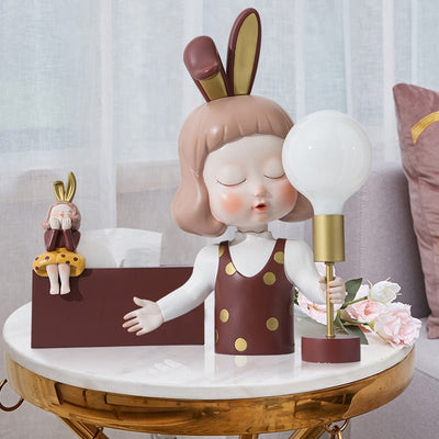Cute Rabbit Girl Guardian Table Lamp Ornament - HGHOM