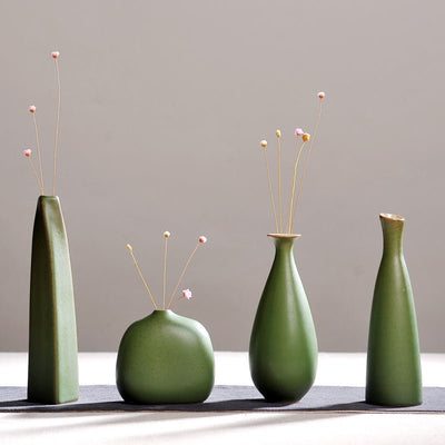 Dark Green Vintage Stoneware Vase - HGHOM