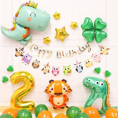 Dinosaur theme birthday party scene decorated balloon set - HGHOM