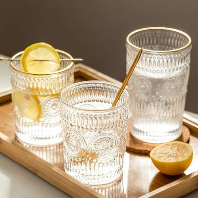 Embossed Glass Cup - HGHOM