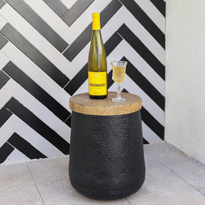 Faux-Wood Top Cylinder Shaped Side Table【Presale】 - HGHOM