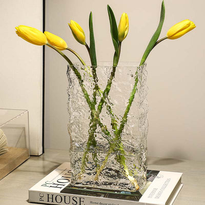 Flower Vase Of Crystal Glass With Flower Arrangement - HGHOM