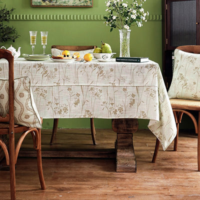 Fresh Plant Flower Linen Tablecloth - HGHOM