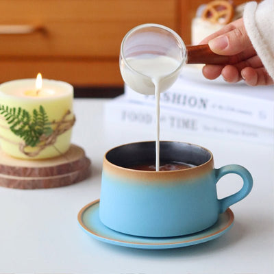 Frosted Simple Coffee Cup & Saucer Set - HGHOM