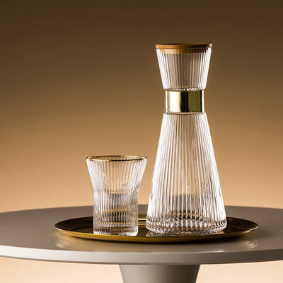 Gold Border Vertical Glass Cup Set - HGHOM