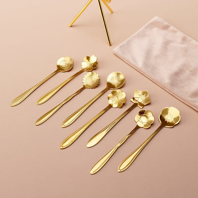 Golden Flower Spoon Flateware Set - HGHOM