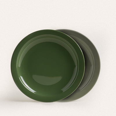 Grey And Green Ceramic Dinner Plate - HGHOM