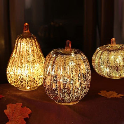 Halloween Decorations Glass Pumpkin Lanterns - HGHOM