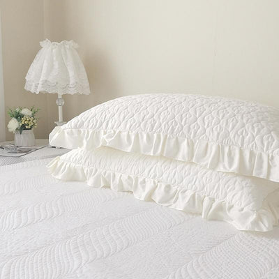 Jacquard Cotton Pillowcase With Ruffle (Set of 2) - HGHOM