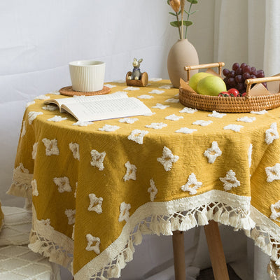 Jacquard Flower Tassel Tablecloth - HGHOM