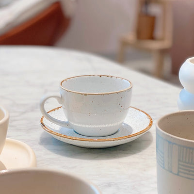 Kiln Variable Glaze Coffee Cup and Saucer - HGHOM