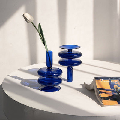 Klein Blue Glass Candle Holder Decoration - HGHOM