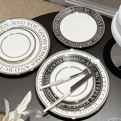 Light Luxury Black And White Letter Dinner Plate - HGHOM