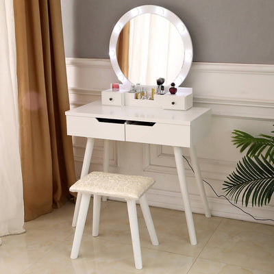 Light Luxury Dresser 4 Drawers with Light with Stool - HGHOM