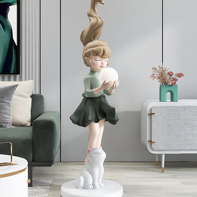 Long-Haired Girl Floor Lamp Ornament - HGHOM