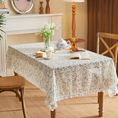 Lotus Leaf Lace Floral Tablecloth - HGHOM