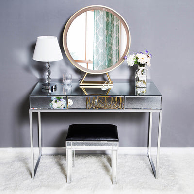 Modern Style Mirrored Silver Dressing Table Side Table - HGHOM