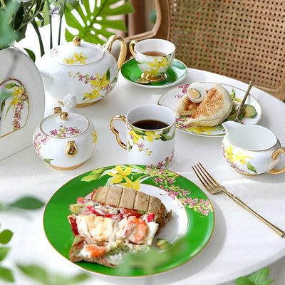 Orchid Pattern Tea Coffee Cup Set - HGHOM