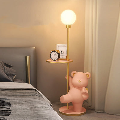 Pink Bear Floor Lamp Placement Side Table - HGHOM