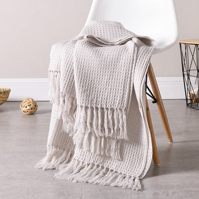 Plain knitted wool blanket - HGHOM