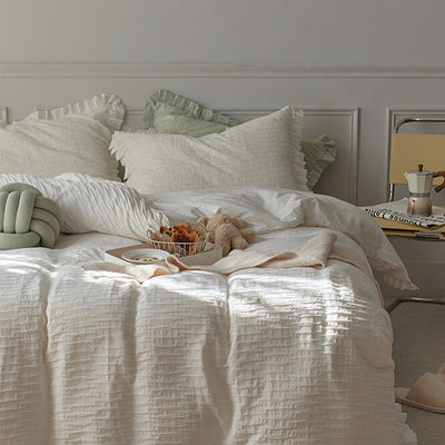 Pleated Washed Long-staple Cotton Bedding Set - HGHOM