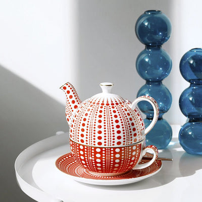Polka Dot Single Ceramic Teapot Set - HGHOM