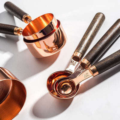 Rose Gold Wooden Handle Measuring Spoon Set - HGHOM