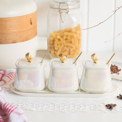 Shell Pearl Ceramic Seasoning Jar Set - HGHOM