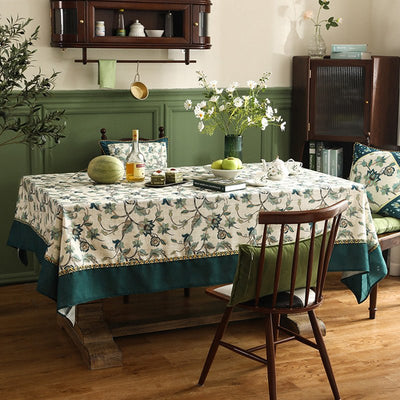 Simple Floral Linen Tablecloth - HGHOM