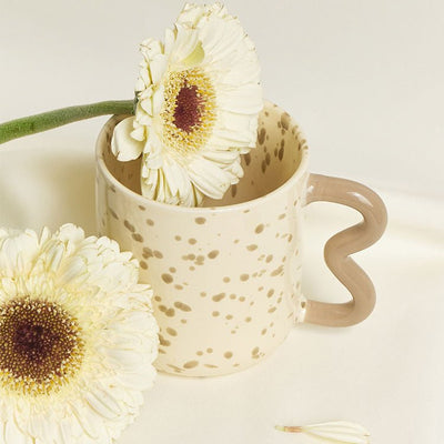 Splattered Cream Ceramic Mug - HGHOM