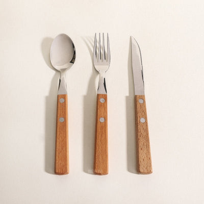 Stainless Steel Cutlery With Wood Grain Handle - HGHOM