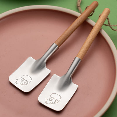 Stainless Steel Dessert Spoon with Wood Handle - HGHOM