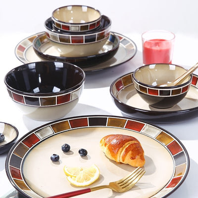 Underglaze Color Stoneware Dinnerware Set - HGHOM